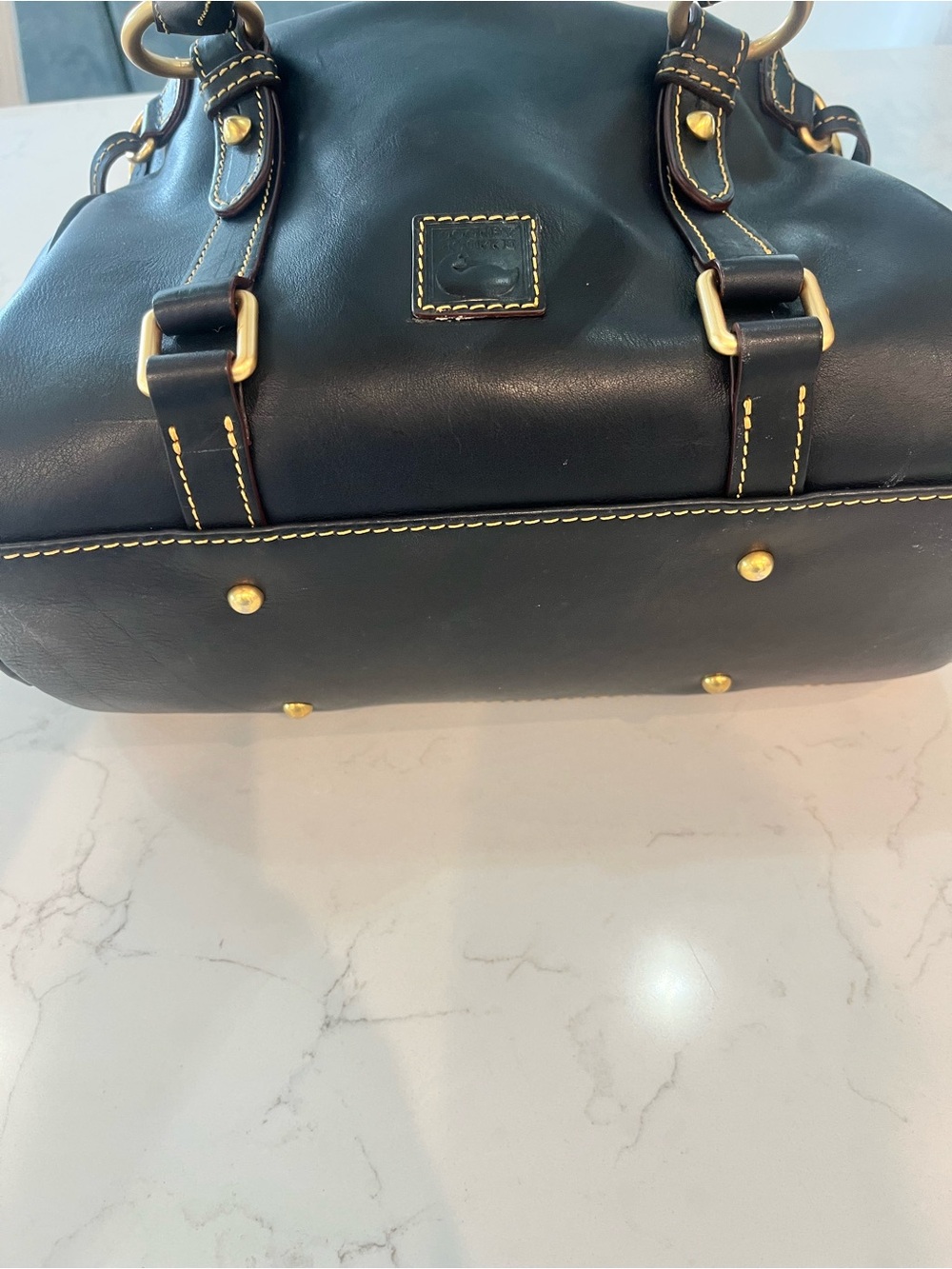 Dooney & Bourke navy Florentine Leather Satchel never used NEVER USED (gift) - Picture 2 of 10